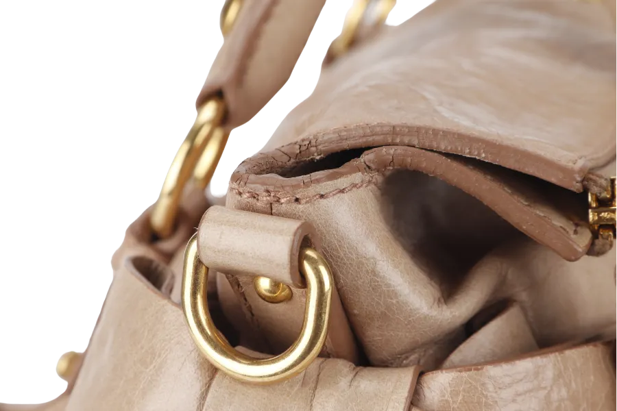 MIU MIU 2WAY BOW RIBBON HANDBAG BEIGE LEATHER WITH DUST COVER