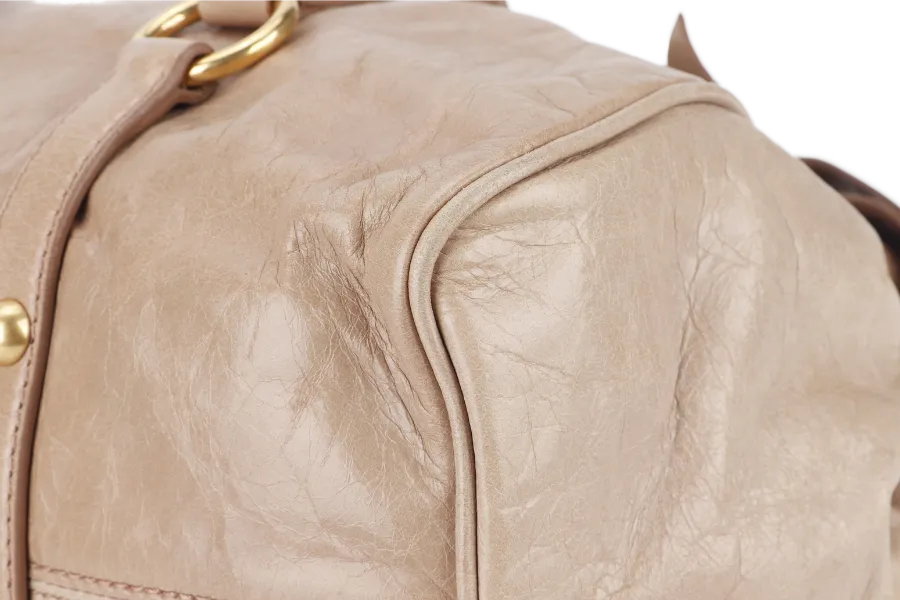 MIU MIU 2WAY BOW RIBBON HANDBAG BEIGE LEATHER WITH DUST COVER