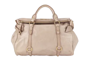 MIU MIU 2WAY BOW RIBBON HANDBAG BEIGE LEATHER WITH DUST COVER