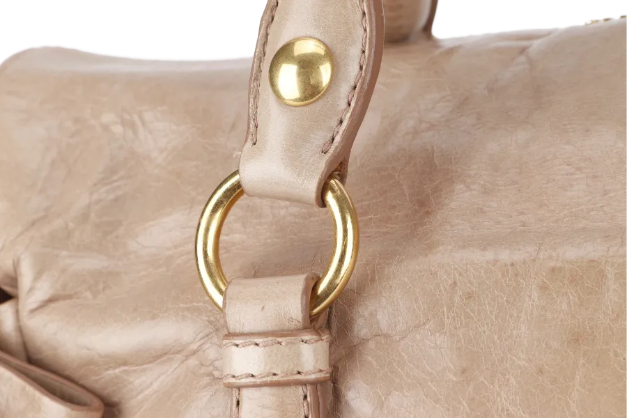 MIU MIU 2WAY BOW RIBBON HANDBAG BEIGE LEATHER WITH DUST COVER