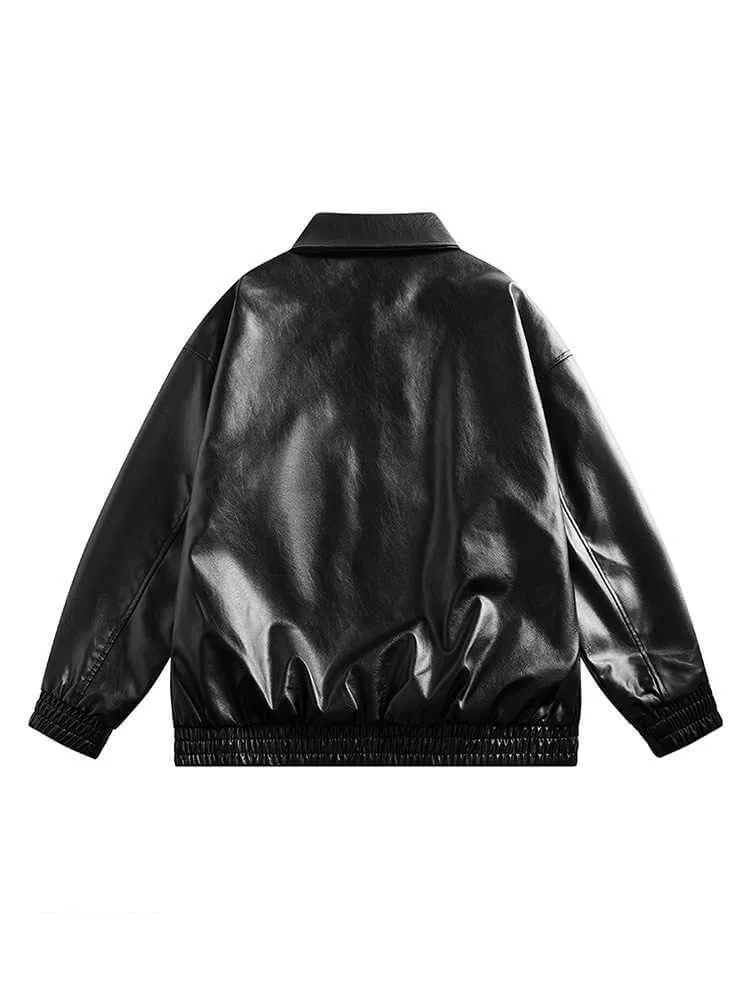 NASA Men's Leather Bomber Jacket Loose