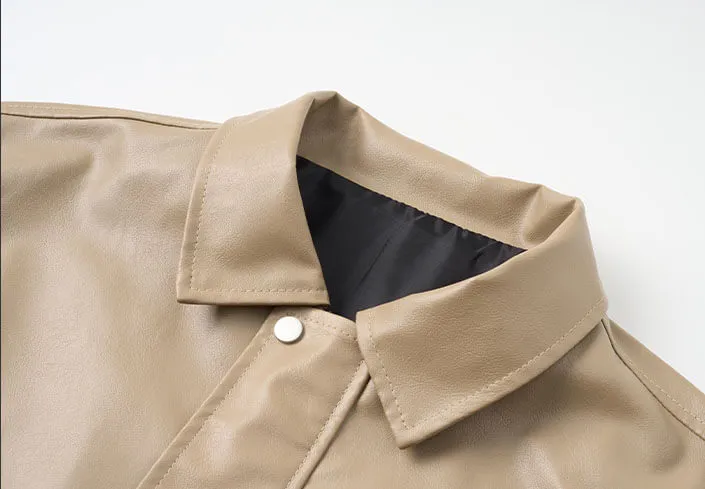 NASA Men's Leather Bomber Jacket Loose