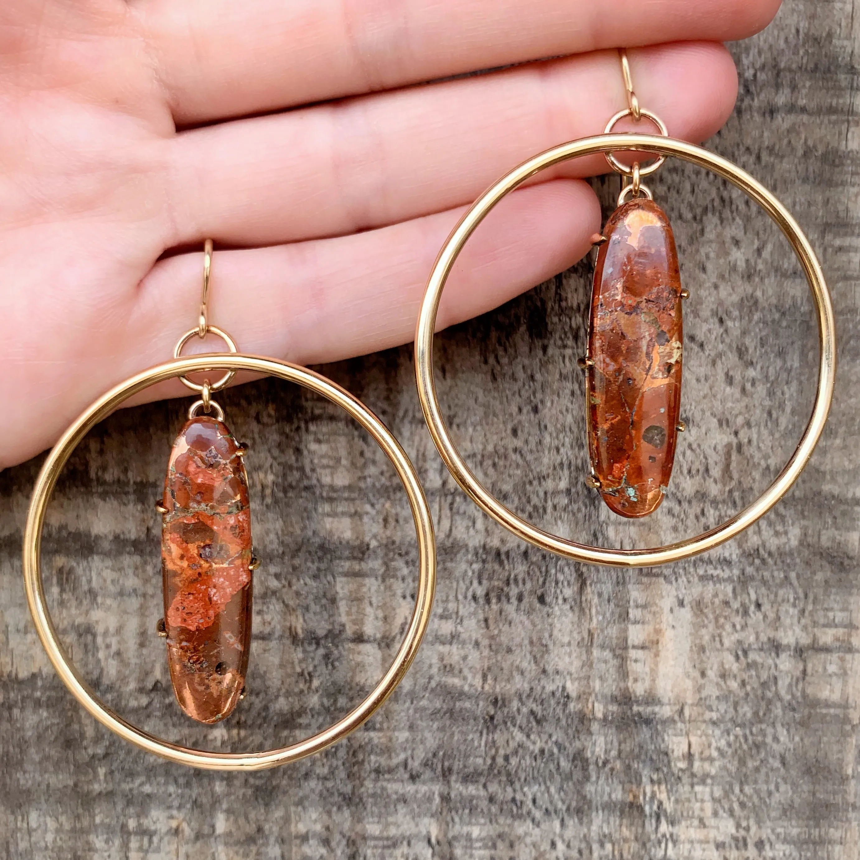 Native copper hoop earrings in 14K gold-fill