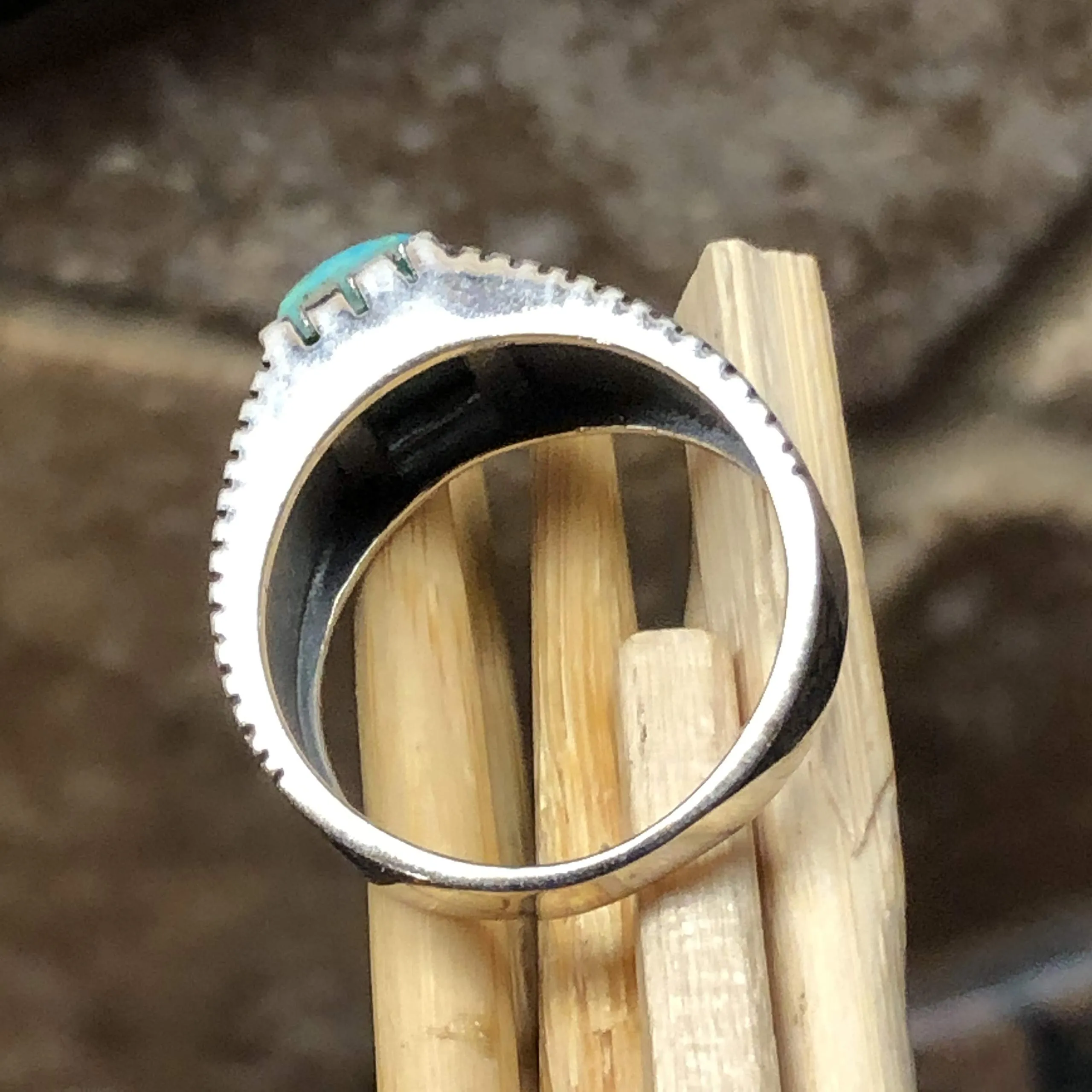 Natural Blue Mohave Turquoise 925 Solid Sterling Silver Men's Ring Size 7, 8, 9, 10, 11, 12, 13