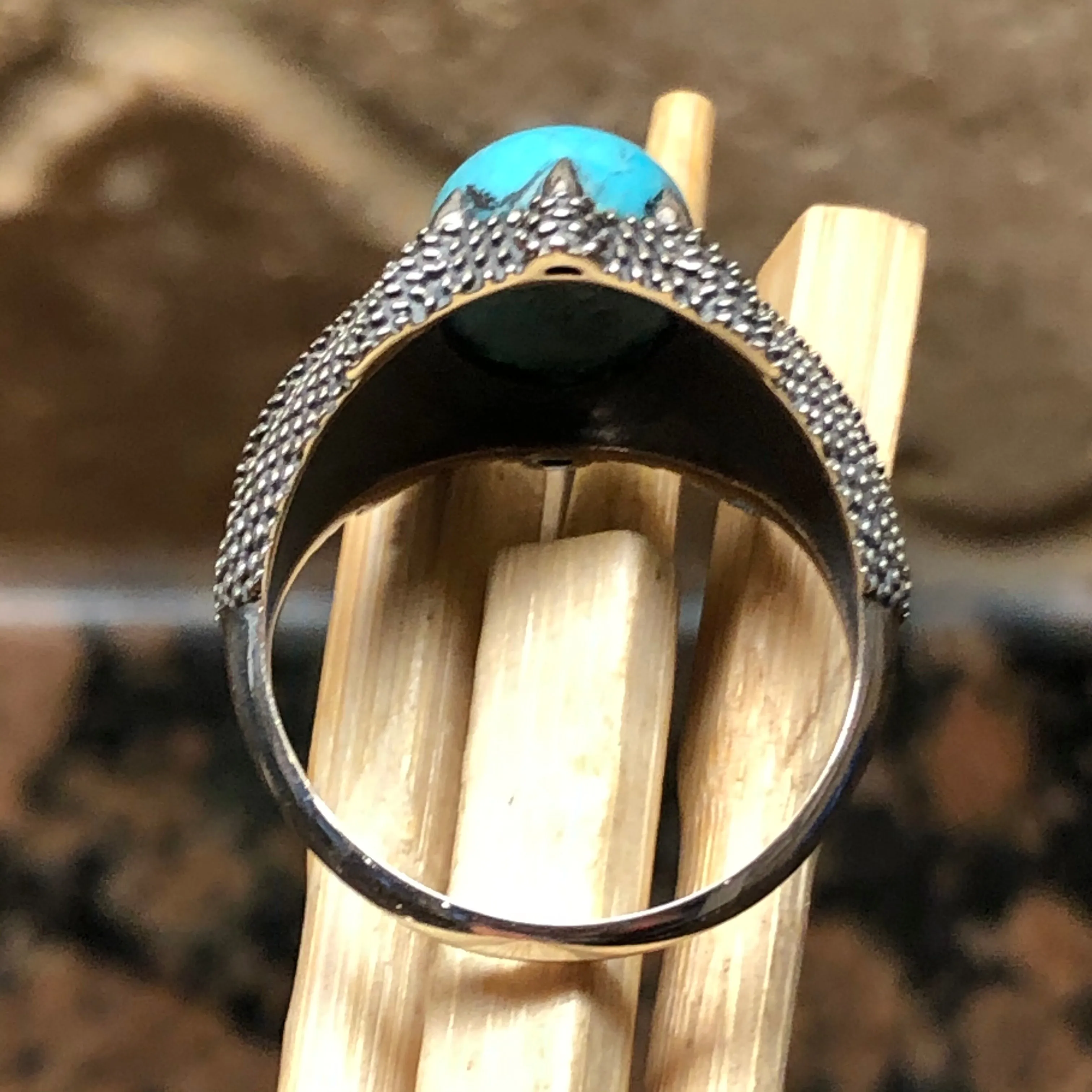 Natural Blue Mohave Turquoise 925 Solid Sterling Silver Men's Ring Size 8, 9, 10, 11, 12, 13