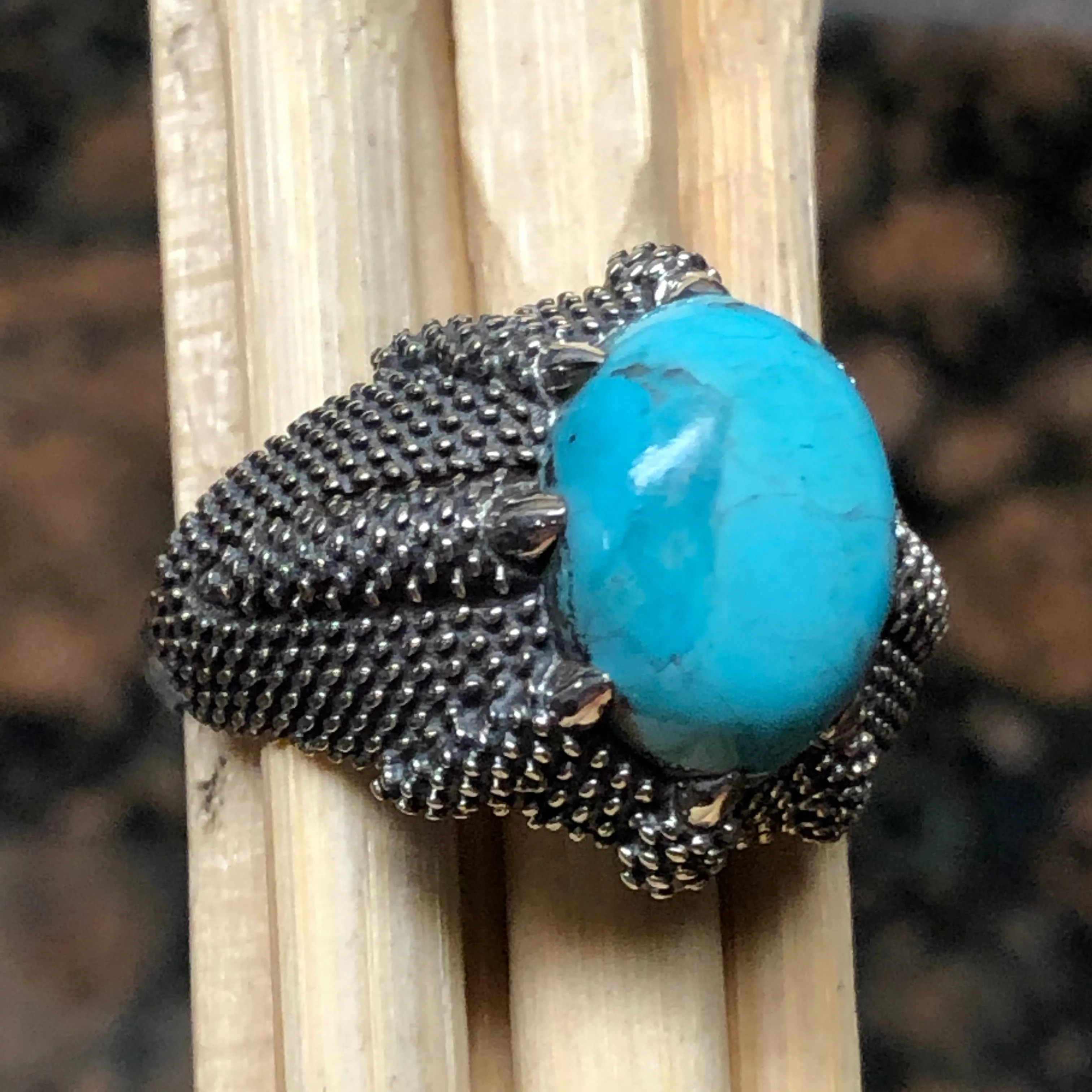 Natural Blue Mohave Turquoise 925 Solid Sterling Silver Men's Ring Size 8, 9, 10, 11, 12, 13