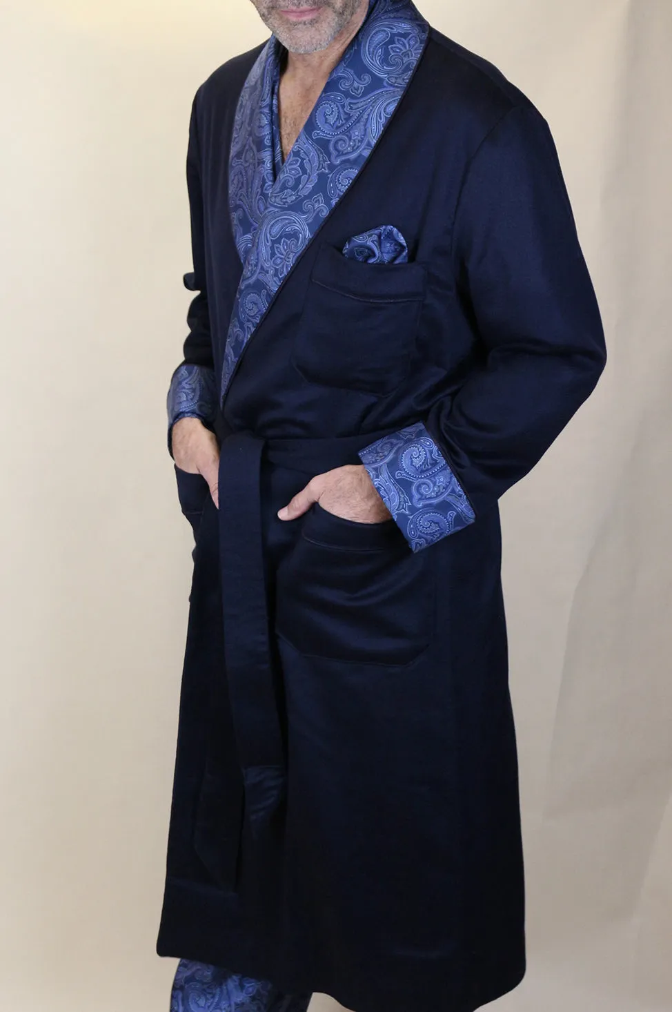 Navy Blue & Paisley Robe