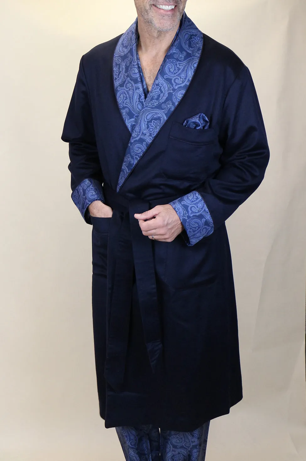 Navy Blue & Paisley Robe