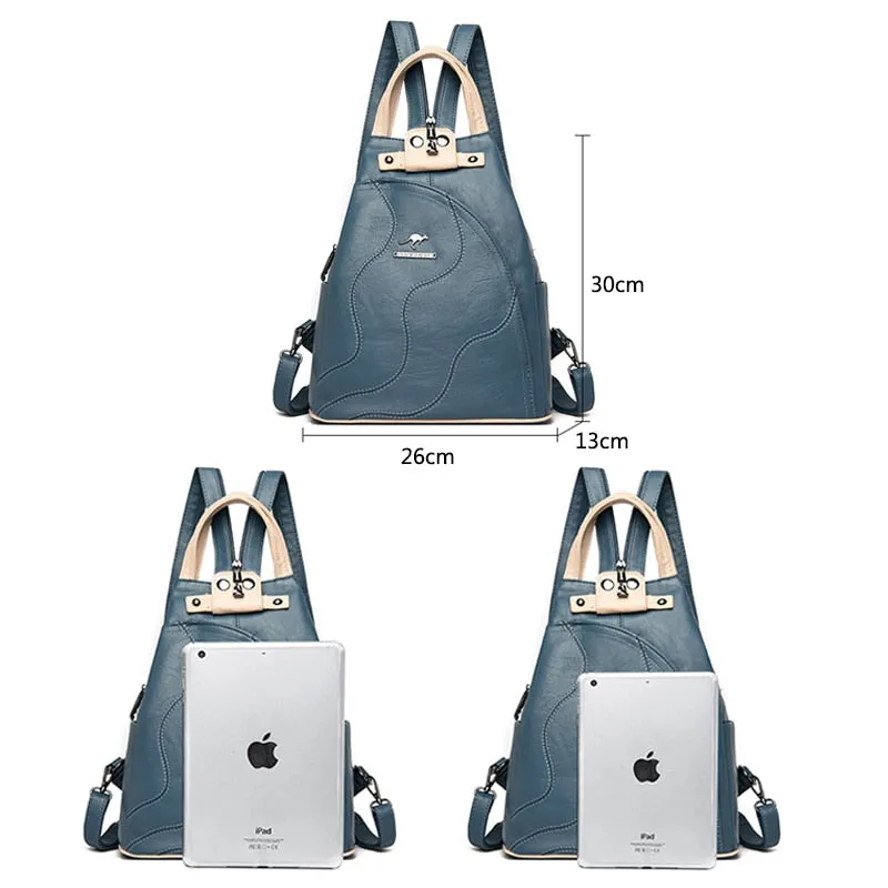 New Multifunctional Fashion Backpack For Women High Quality Leather Retro Backpack