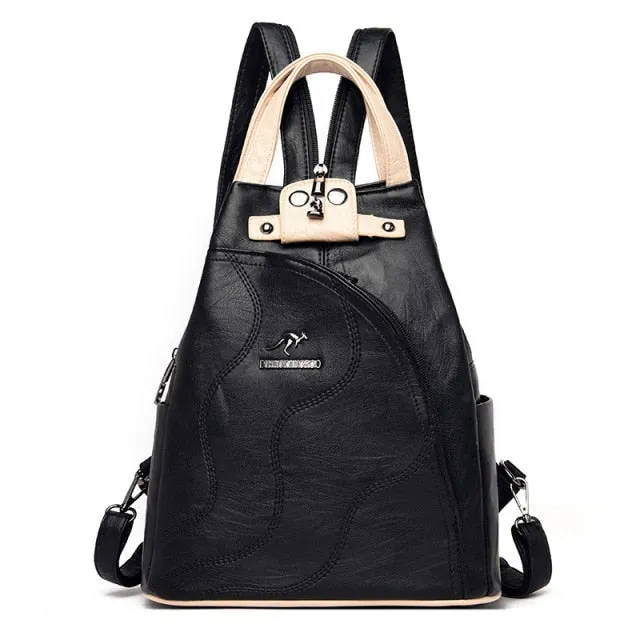 New Multifunctional Fashion Backpack For Women High Quality Leather Retro Backpack