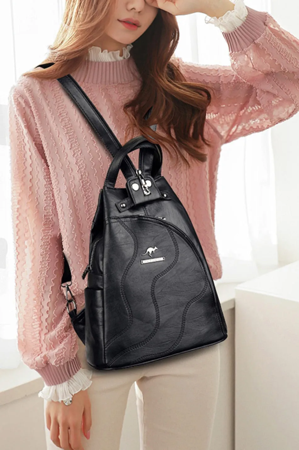 New Multifunctional Fashion Backpack For Women High Quality Leather Retro Backpack