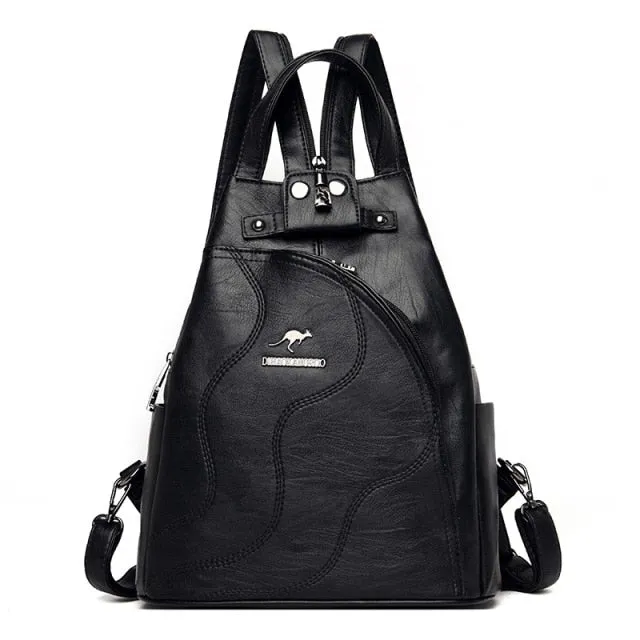 New Multifunctional Fashion Backpack For Women High Quality Leather Retro Backpack