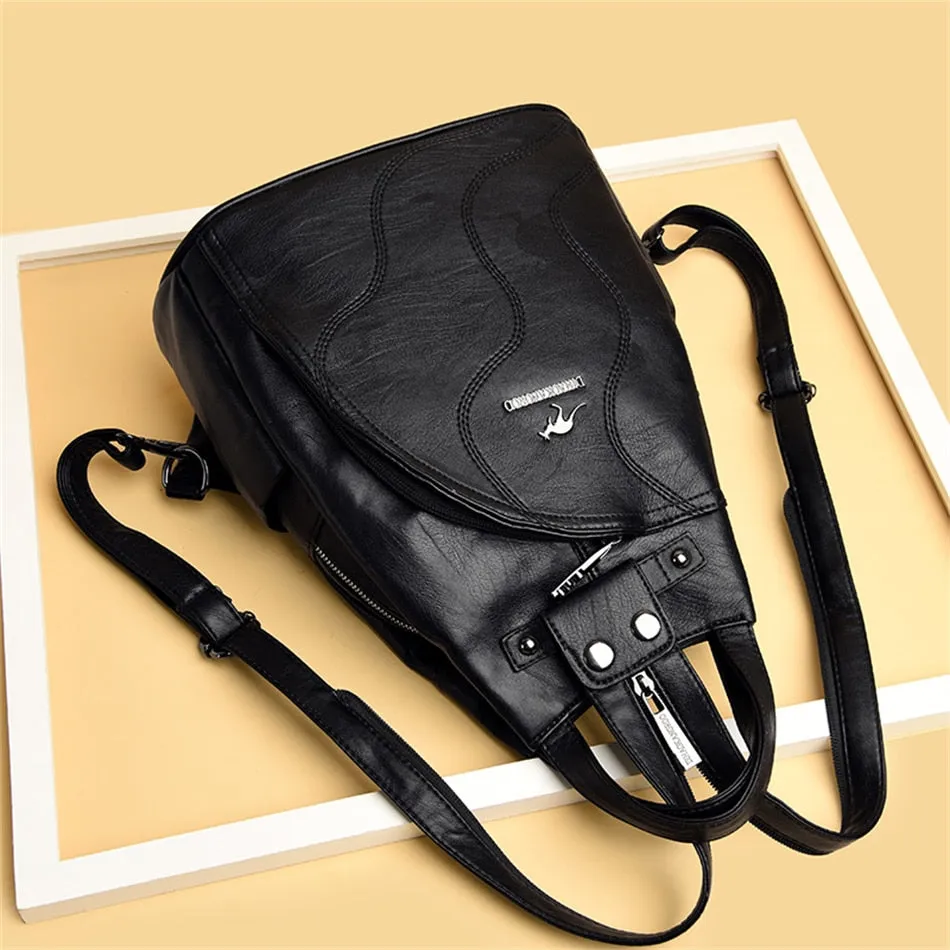 New Multifunctional Fashion Backpack For Women High Quality Leather Retro Backpack