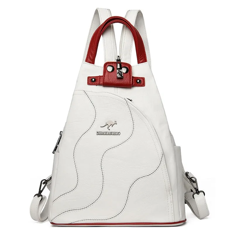 New Multifunctional Fashion Backpack For Women High Quality Leather Retro Backpack