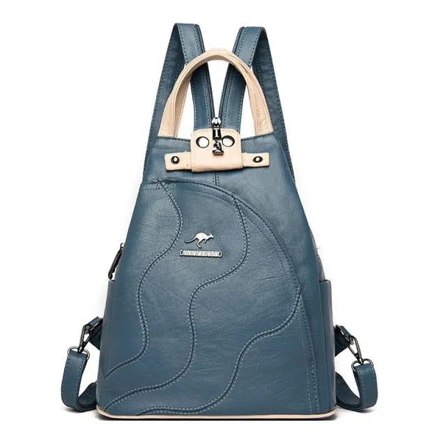 New Multifunctional Fashion Backpack For Women High Quality Leather Retro Backpack