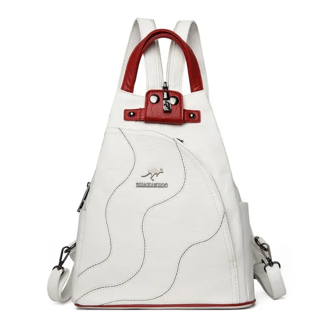 New Multifunctional Fashion Backpack For Women High Quality Leather Retro Backpack