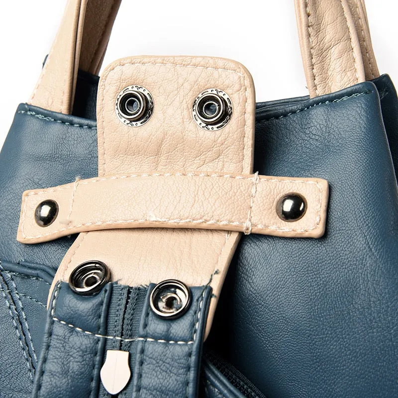 New Multifunctional Fashion Backpack For Women High Quality Leather Retro Backpack
