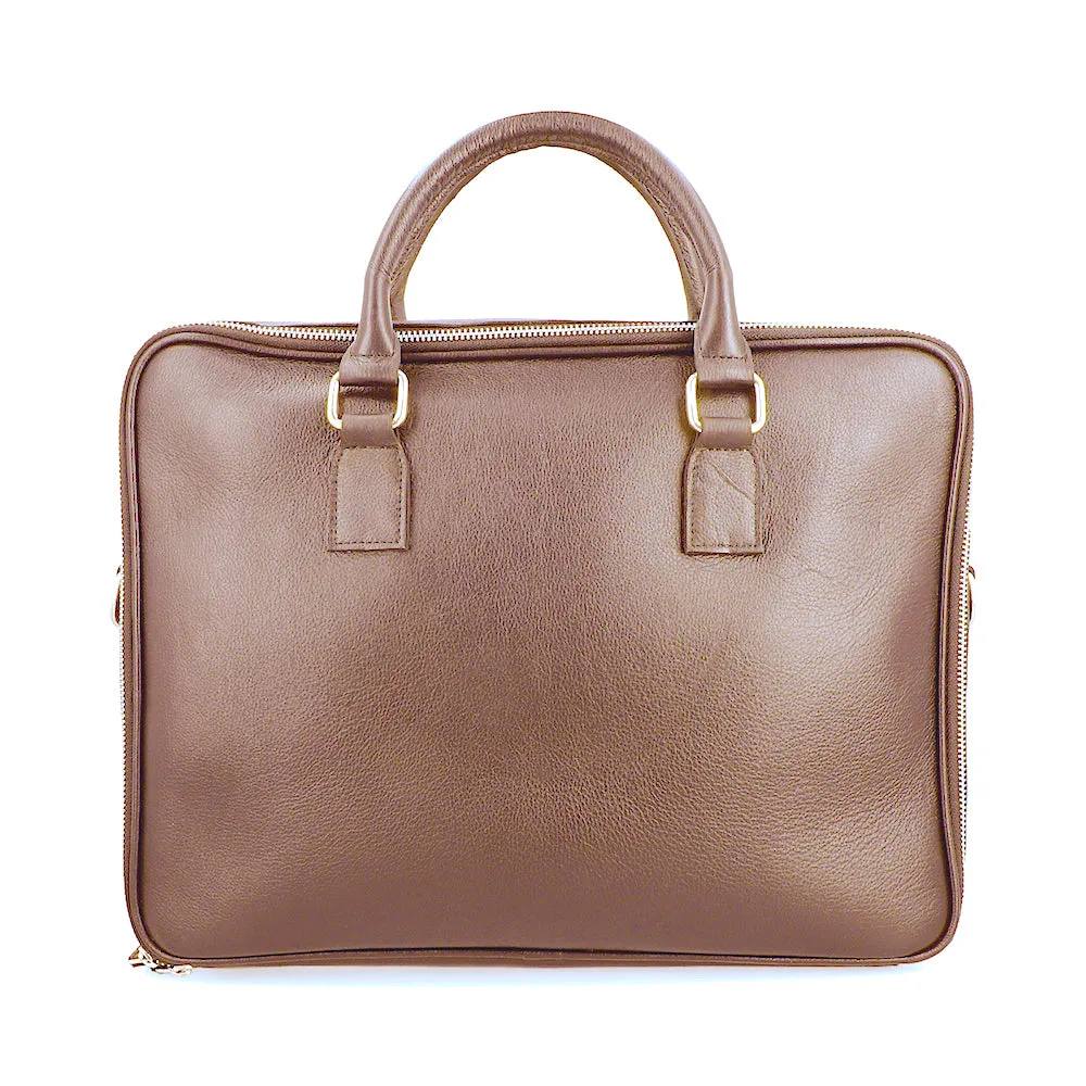 Norde Brown Milled Leather Laptop Briefcase