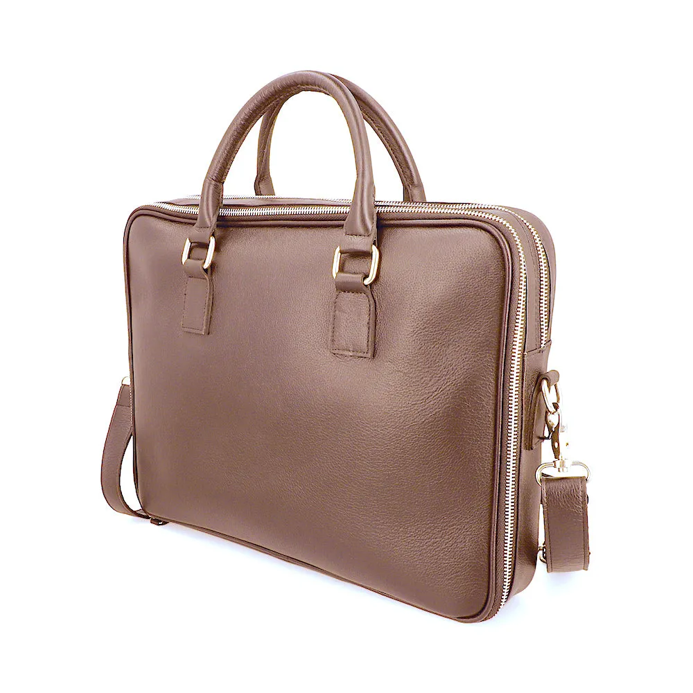 Norde Brown Milled Leather Laptop Briefcase