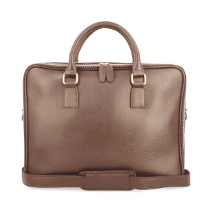 Norde Brown Milled Leather Laptop Briefcase