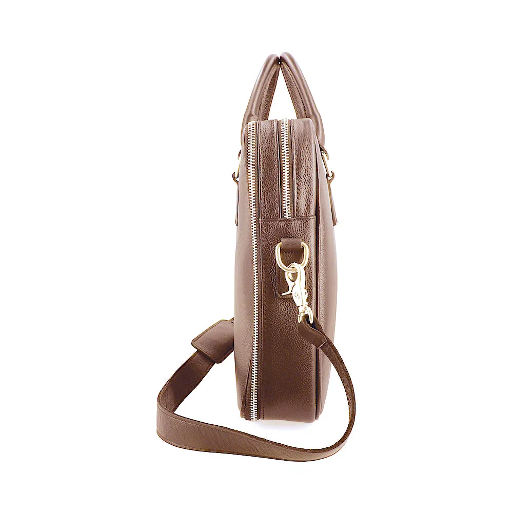Norde Brown Milled Leather Laptop Briefcase