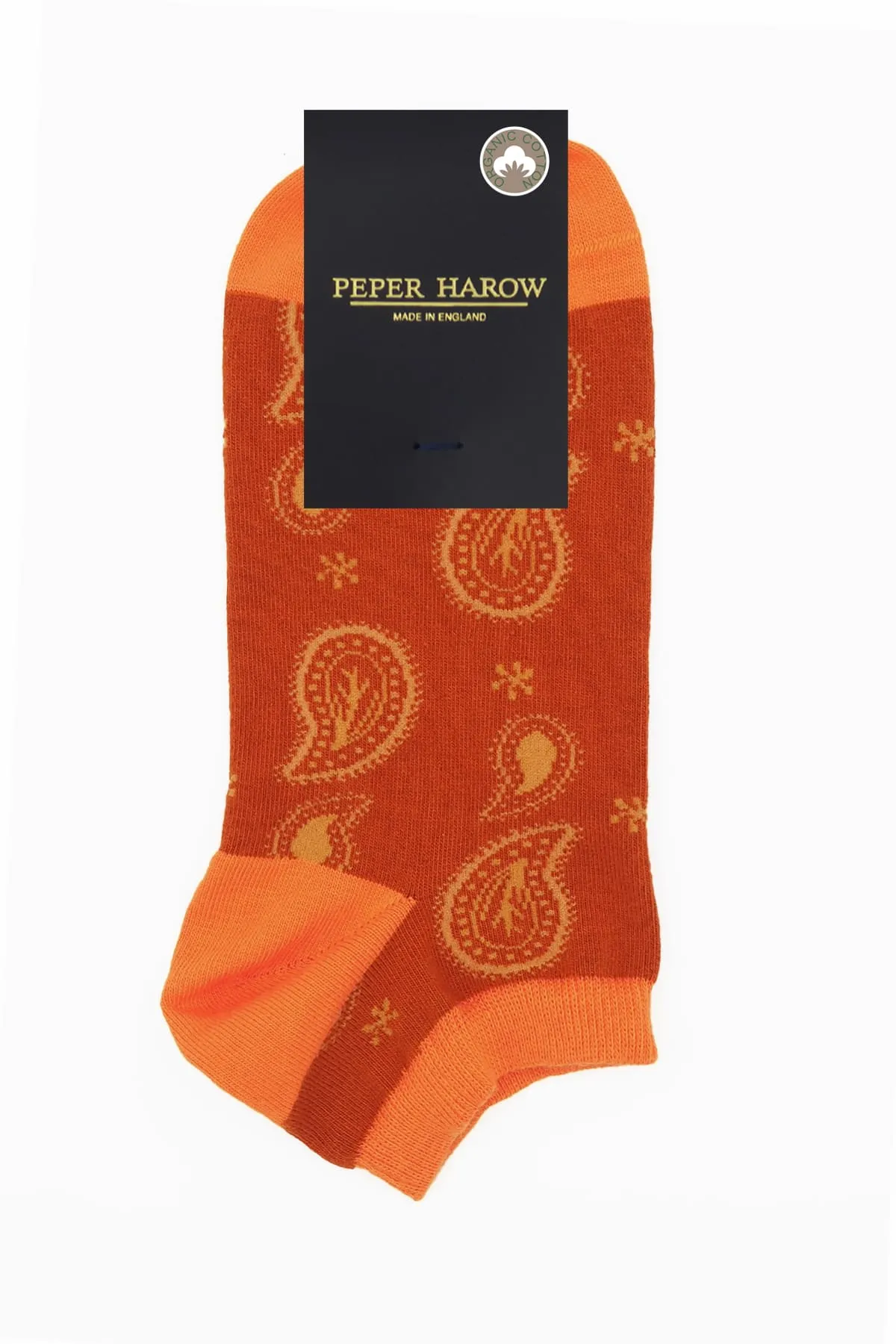 Paisley Men's Organic Cotton Trainer Socks | Orange