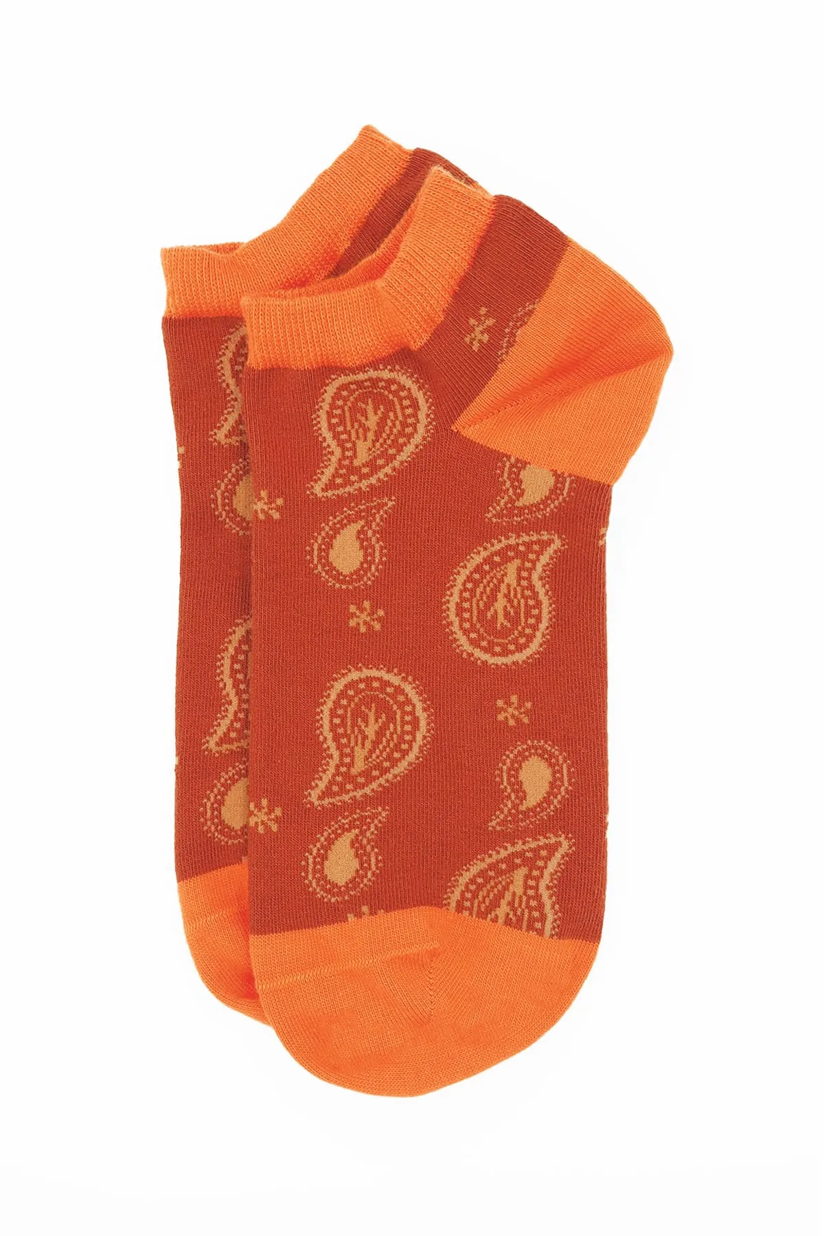 Paisley Men's Organic Cotton Trainer Socks | Orange