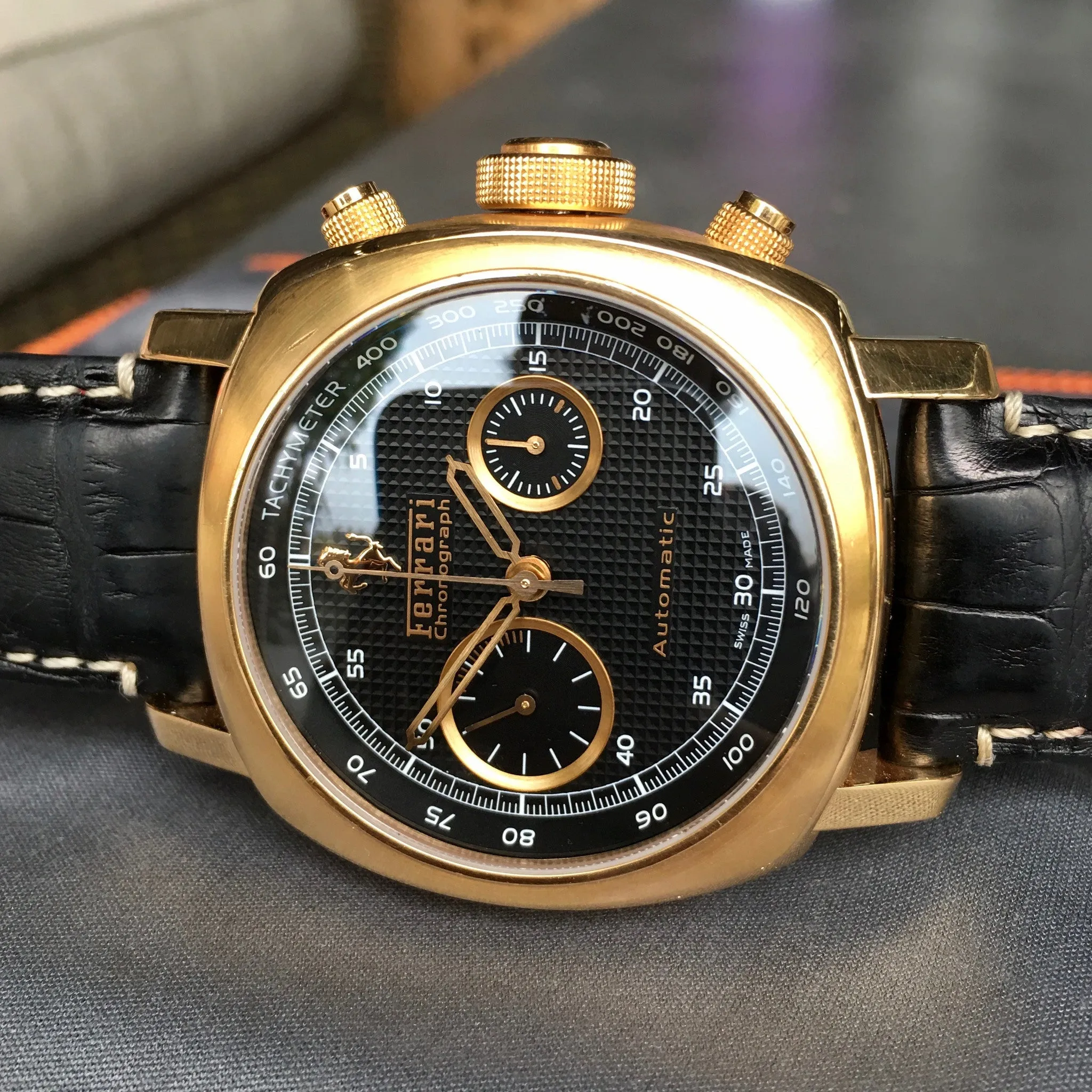 Panerai Ferrari 18K Rose Gold Grand Turismo FER00006 Chronograph Watch Box Papers