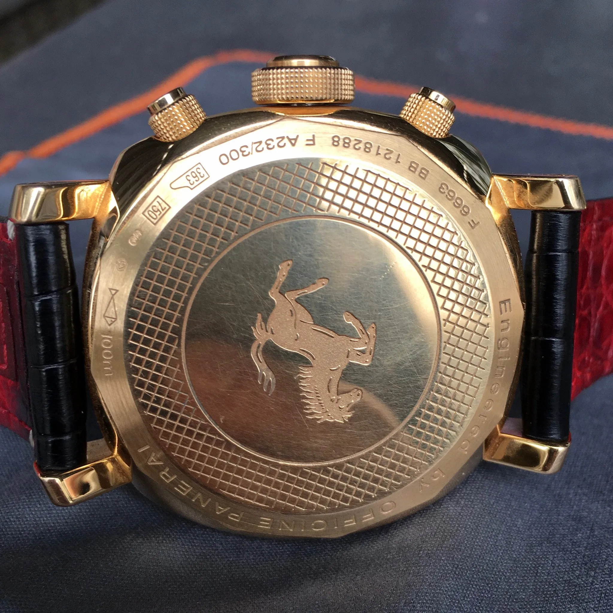 Panerai Ferrari 18K Rose Gold Grand Turismo FER00006 Chronograph Watch Box Papers