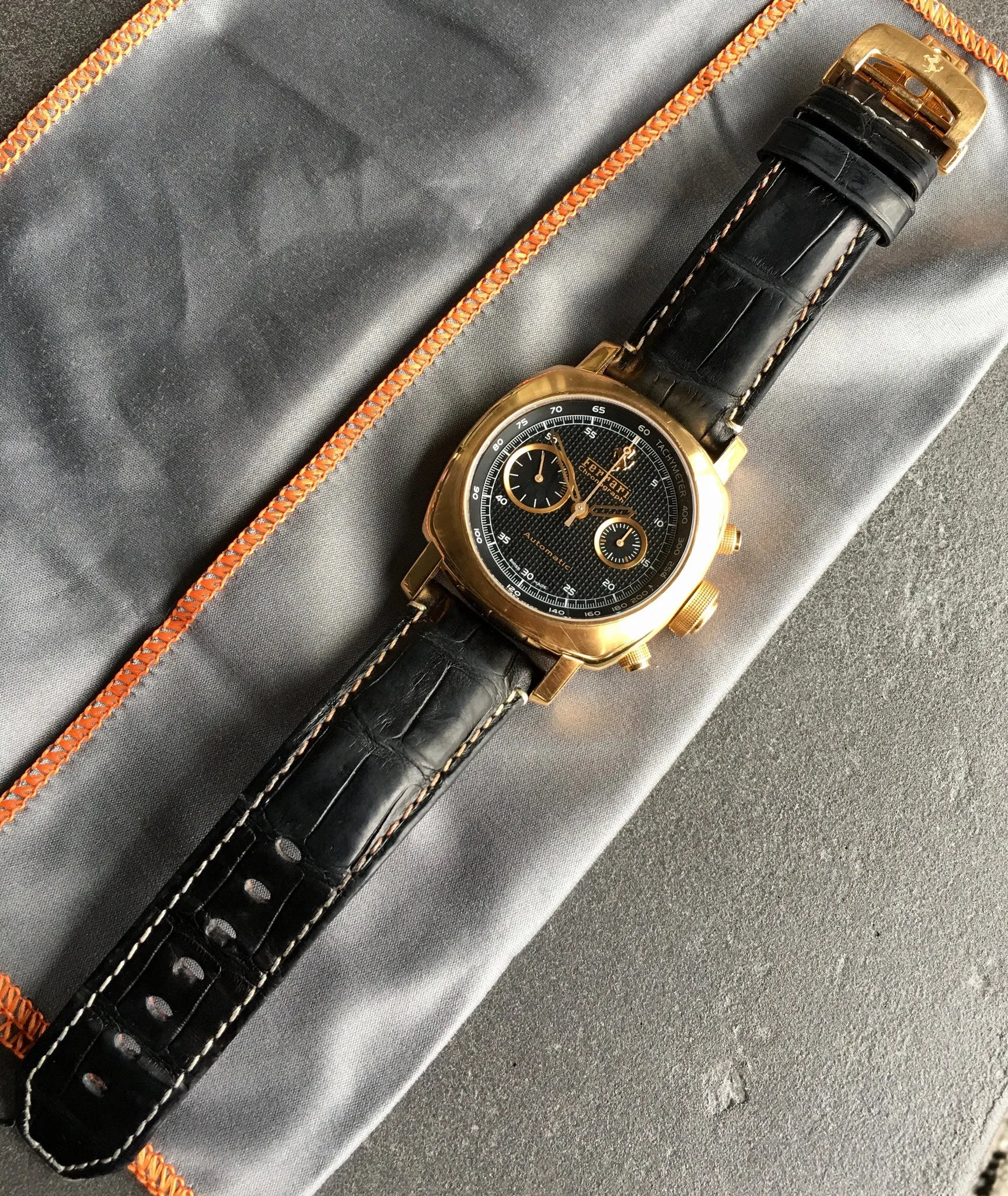 Panerai Ferrari 18K Rose Gold Grand Turismo FER00006 Chronograph Watch Box Papers