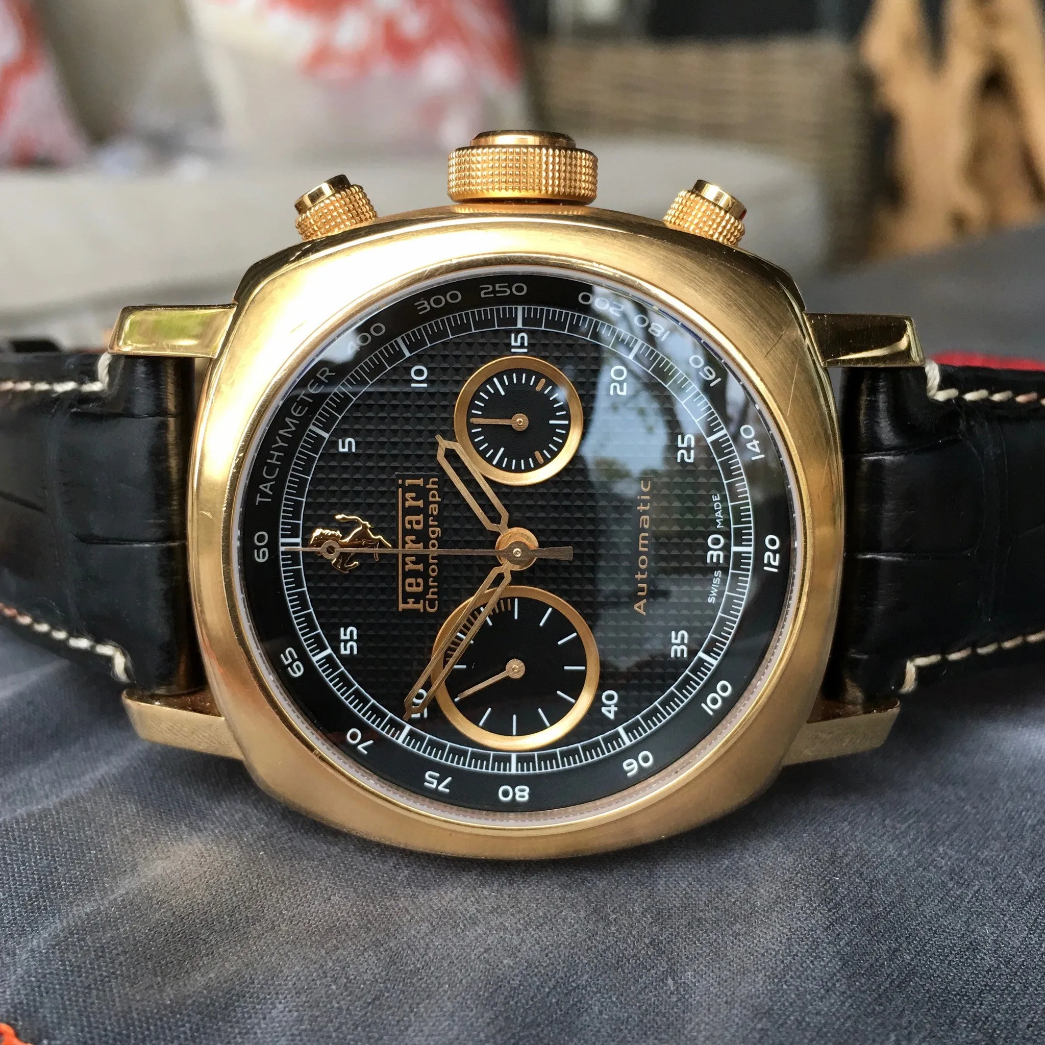 Panerai Ferrari 18K Rose Gold Grand Turismo FER00006 Chronograph Watch Box Papers