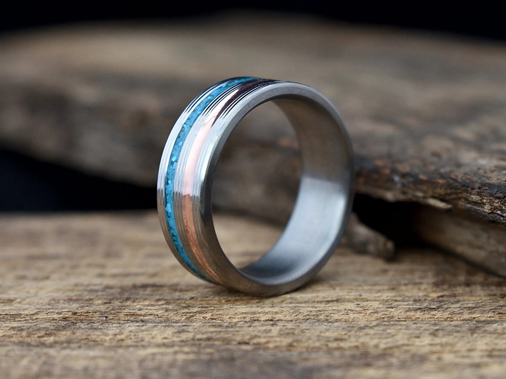 Paradox - Copper and Turquoise Inlay Men's Ring