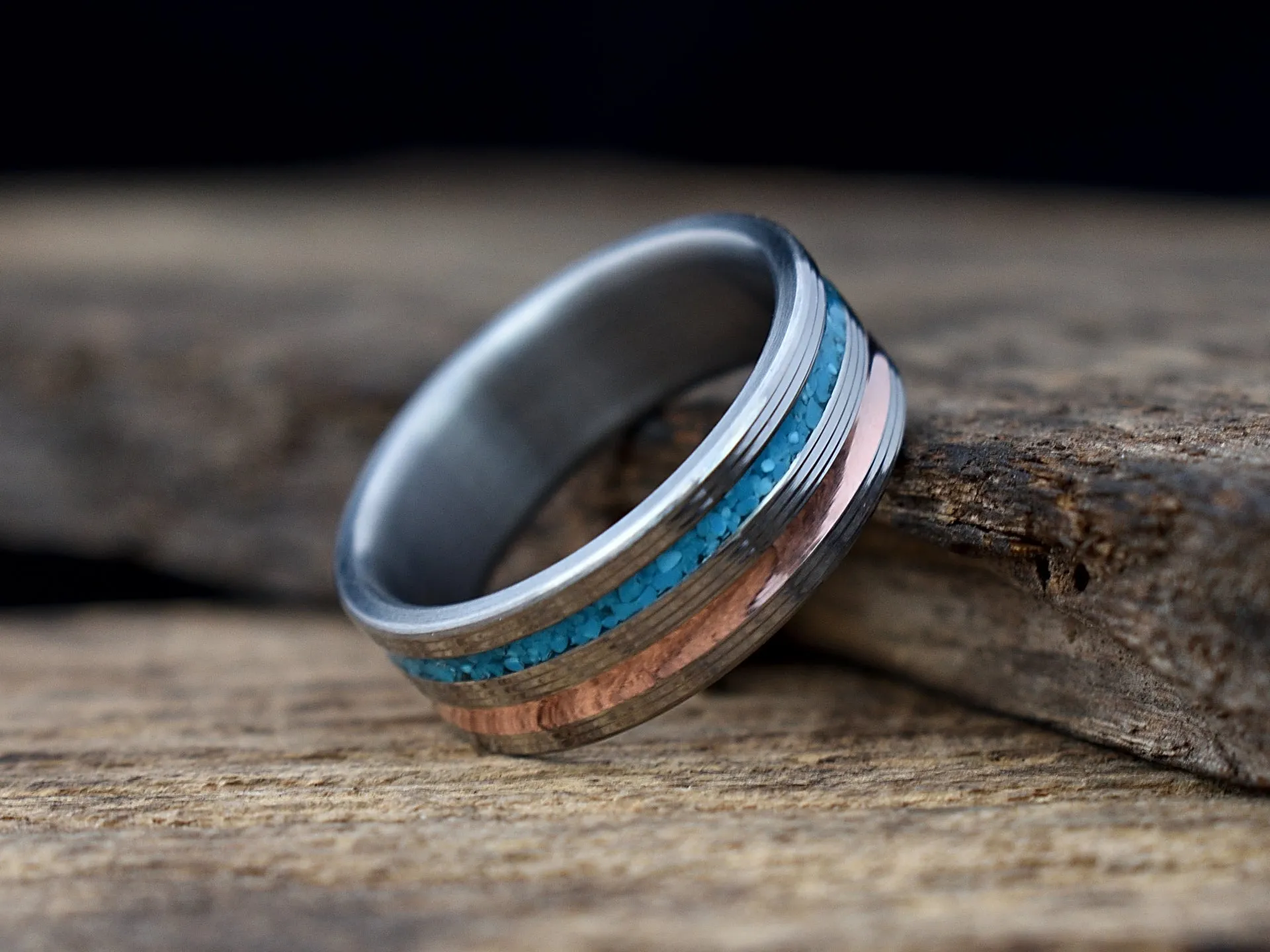 Paradox - Copper and Turquoise Inlay Men's Ring