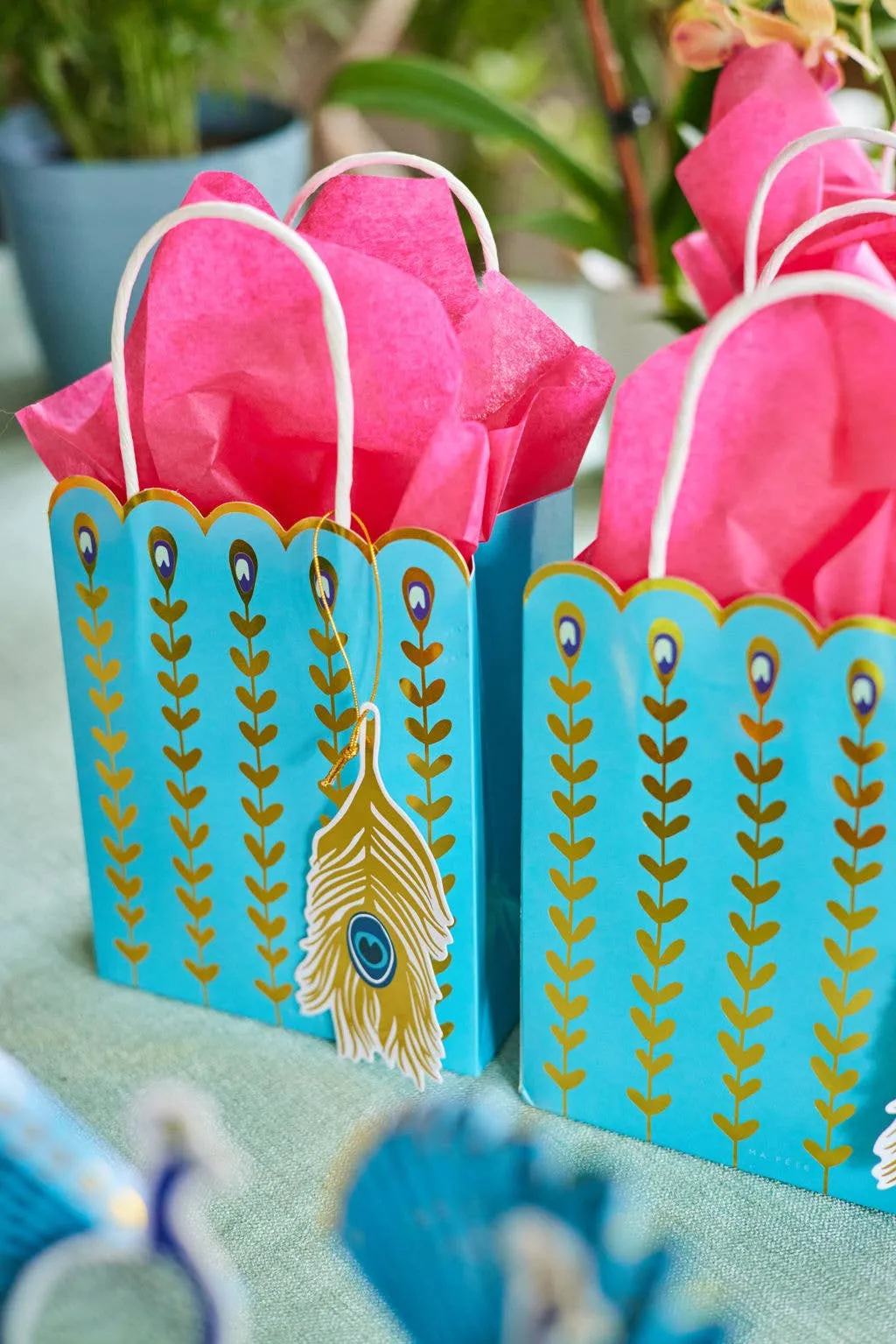 Peacock Feather Design Gift Bags