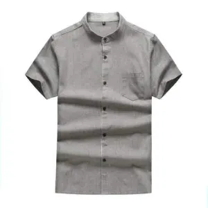 Plus Size Chinese Buttons Closure Linen Shirts