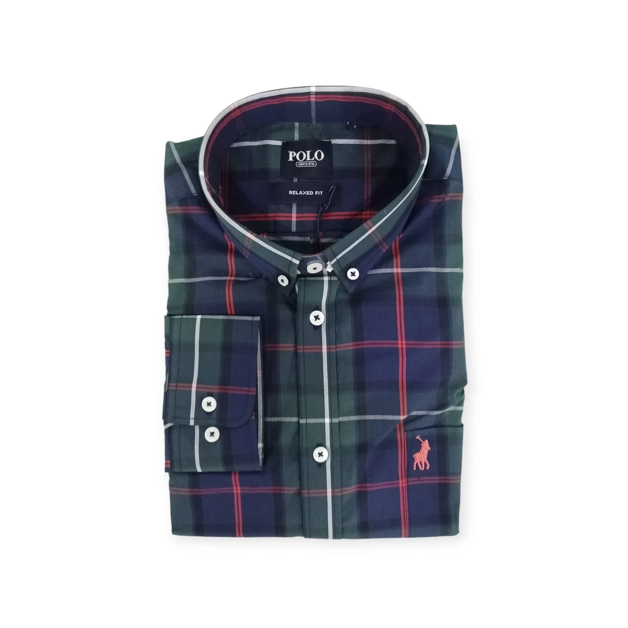 Polo Men's Long Sleeve Bold Check Weekender Navy