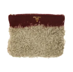 Prada Burgundy Fur Clutch