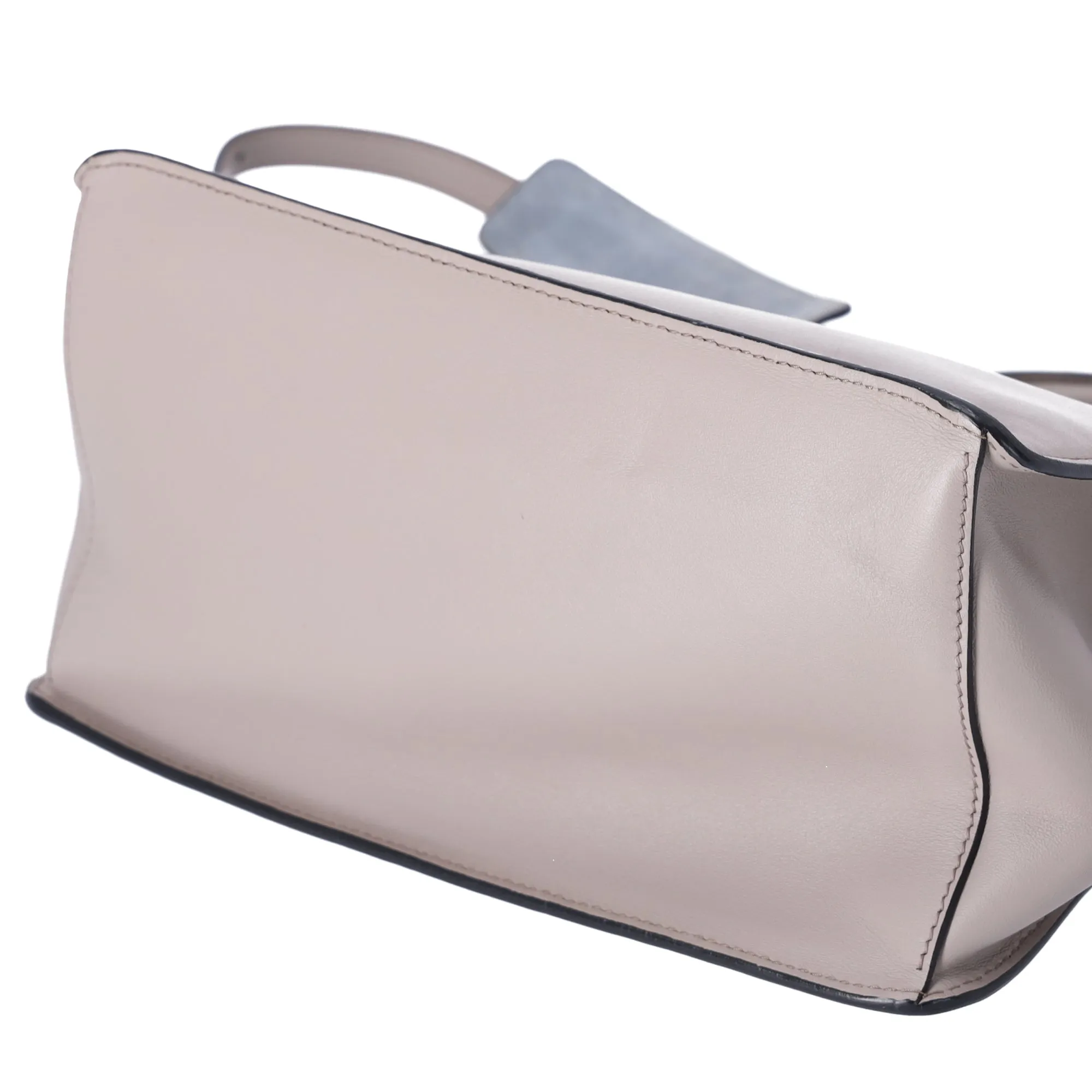 PRADA Etiquette Tote Shoulder Bag 1BA178 Gray Beige Leather