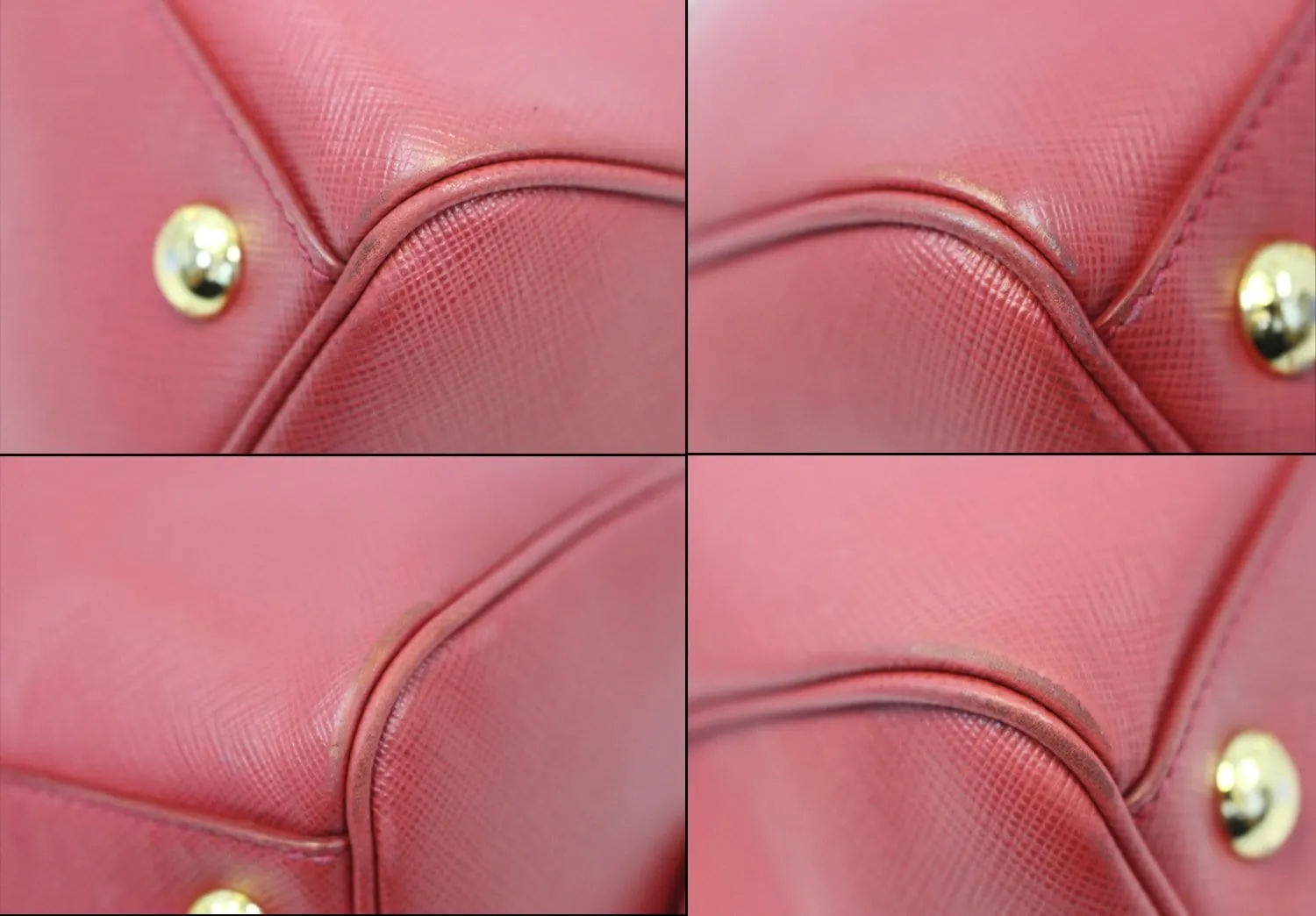PRADA Lux Saffiano Leather Boston Handbag Red