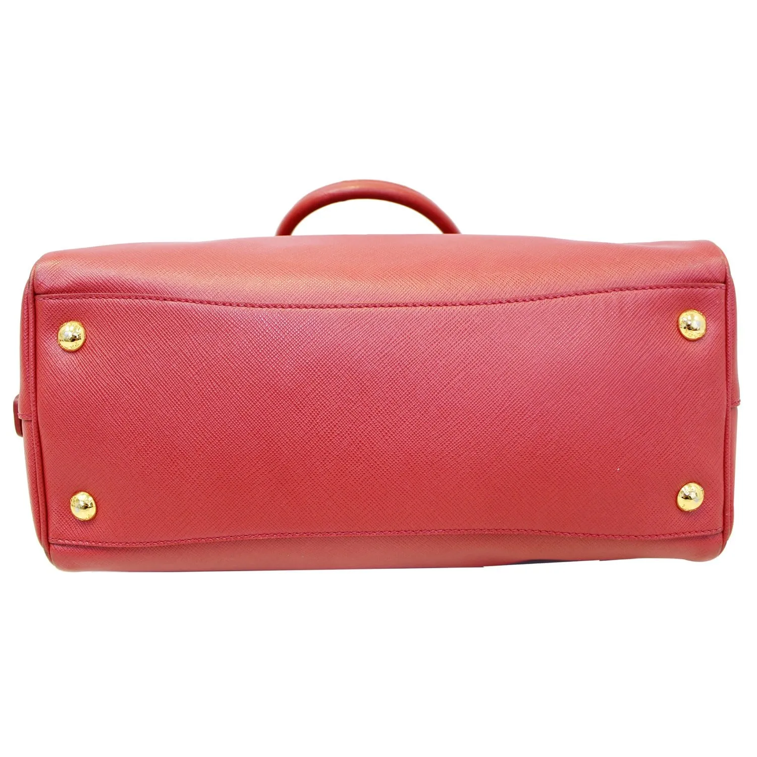 PRADA Lux Saffiano Leather Boston Handbag Red