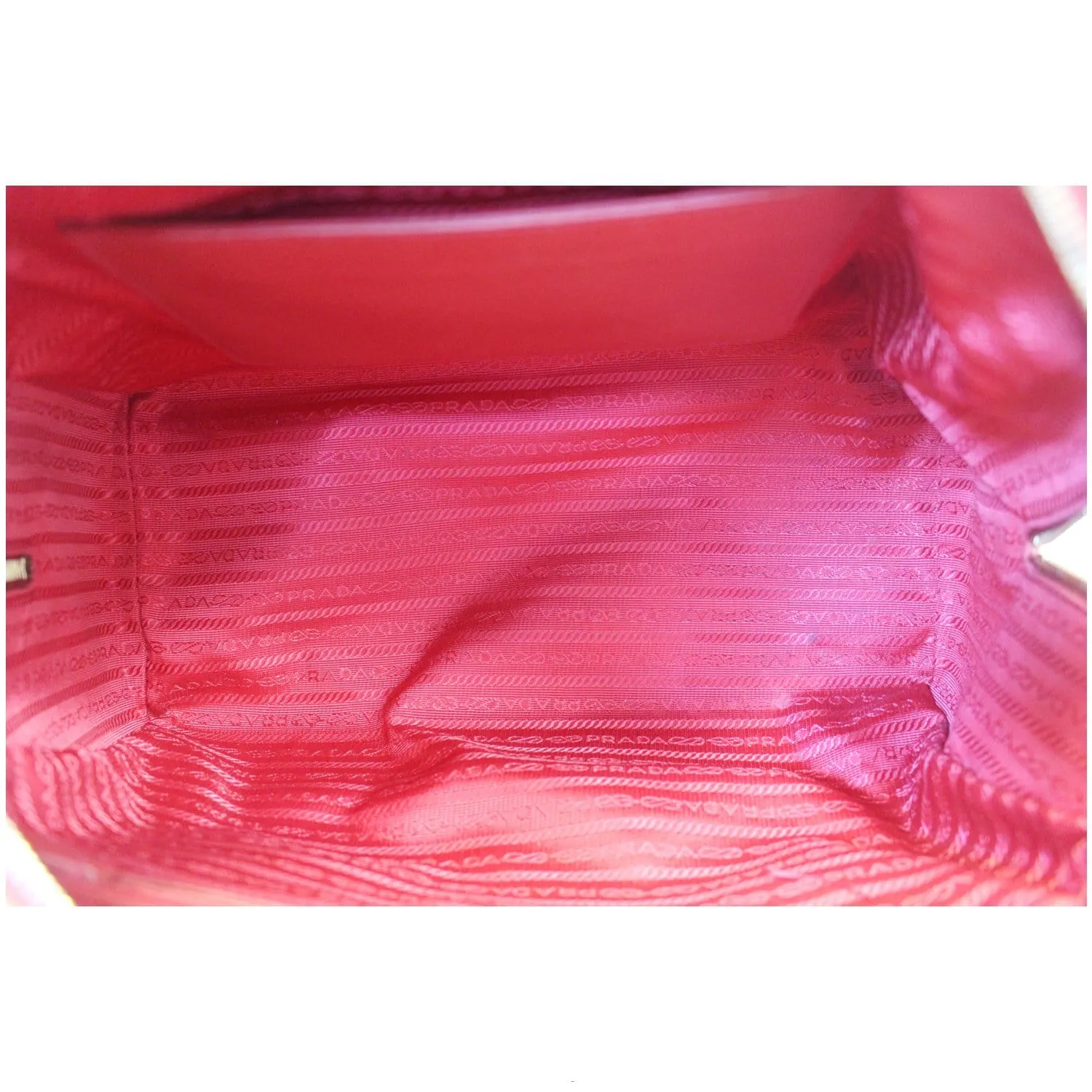 PRADA Lux Saffiano Leather Boston Handbag Red