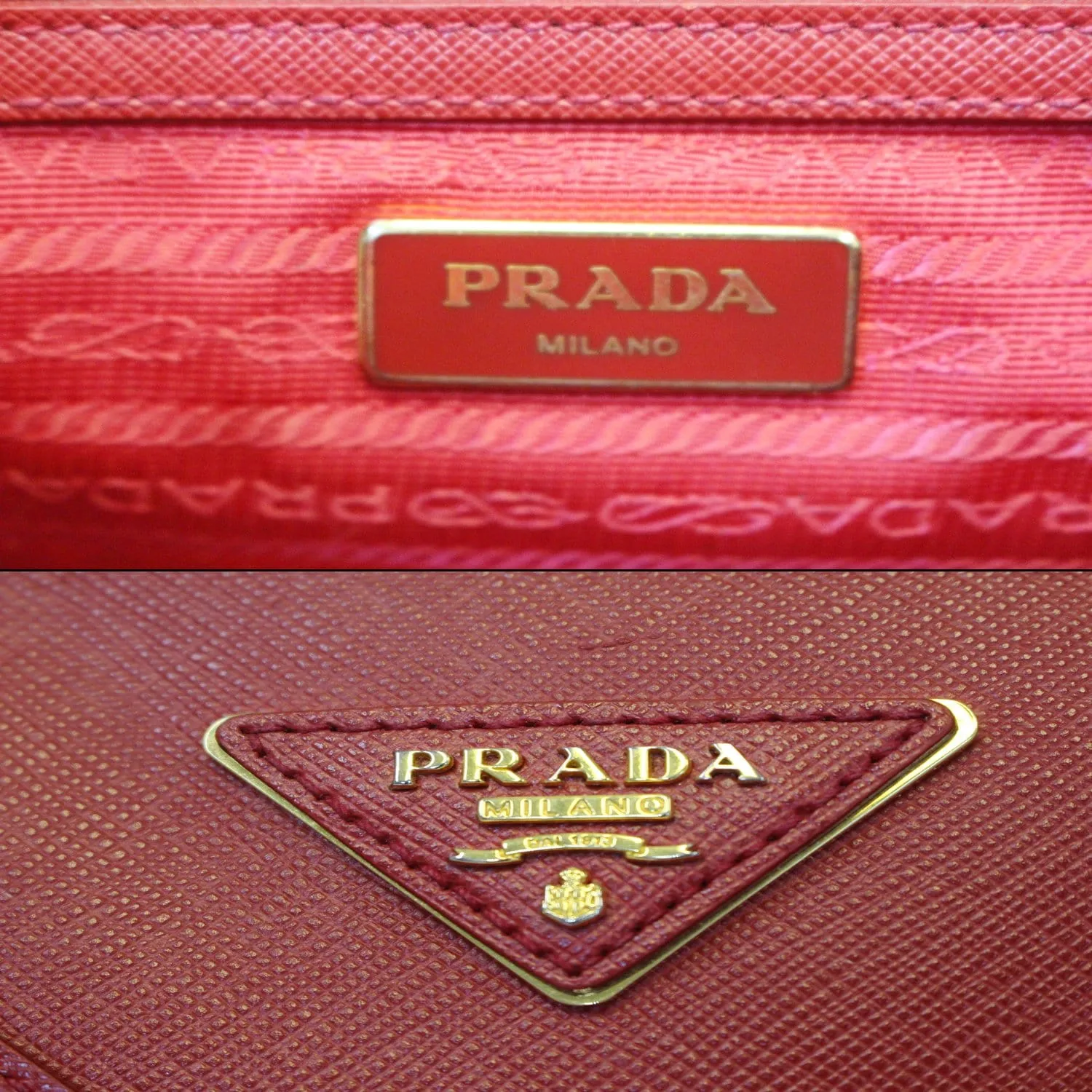 PRADA Lux Saffiano Leather Boston Handbag Red