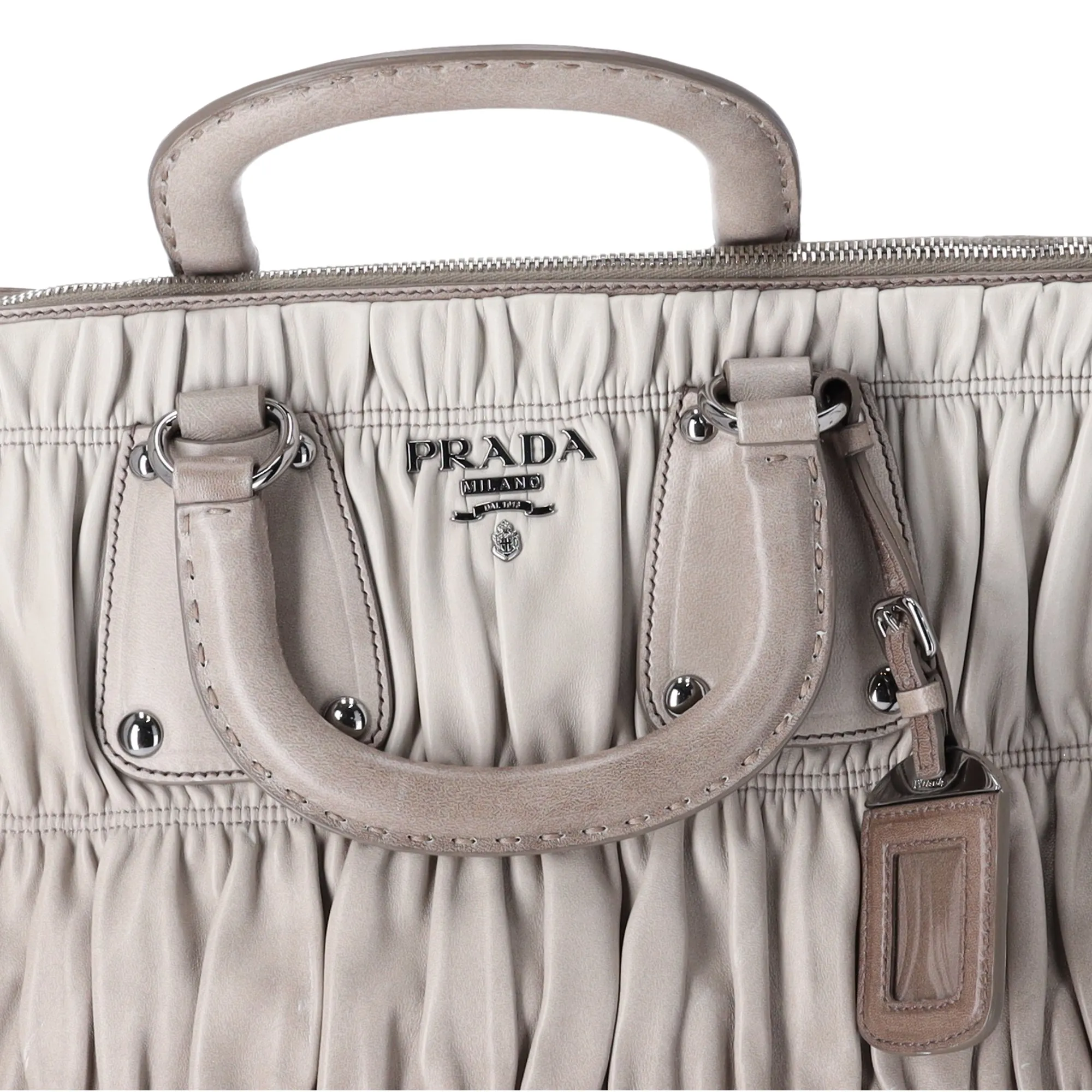 Prada Nappa Gaufre Tote BN1935 Light gray Dark Gray Leather