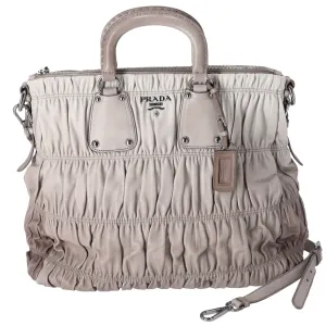 Prada Nappa Gaufre Tote BN1935 Light gray Dark Gray Leather