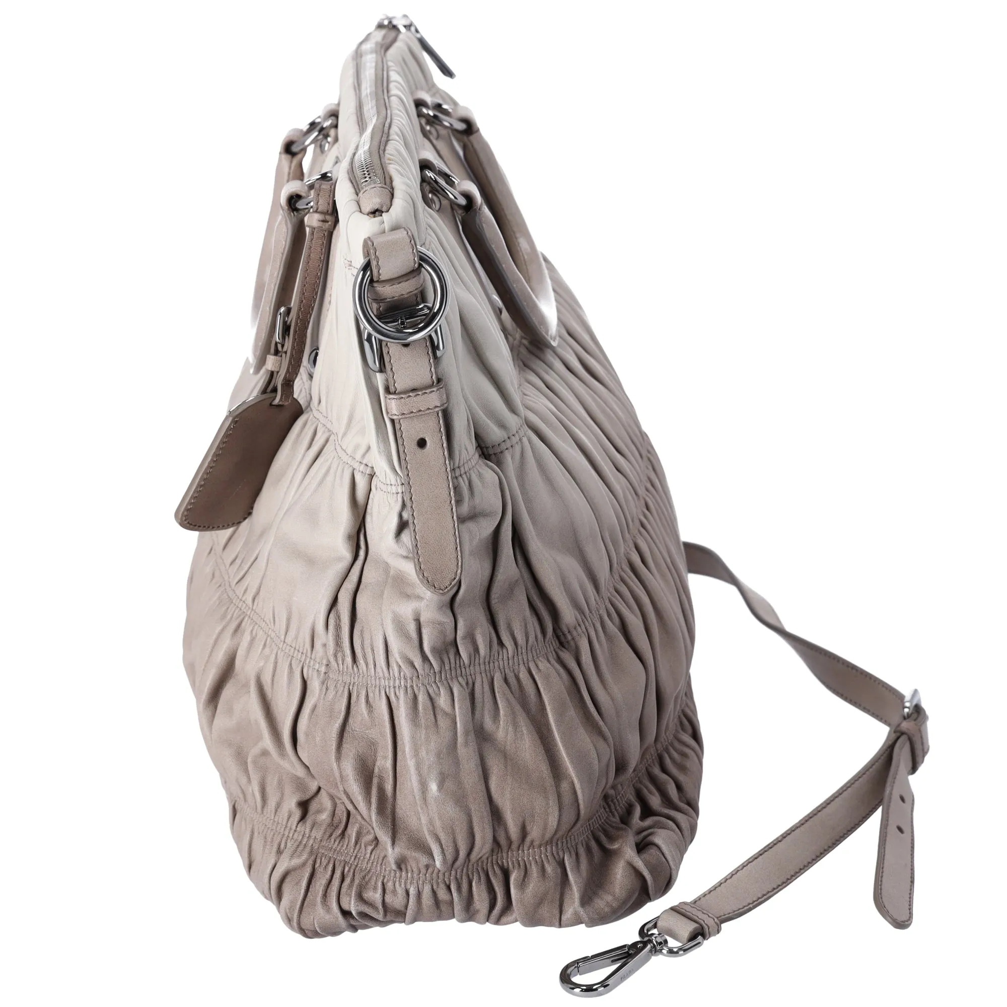 Prada Nappa Gaufre Tote BN1935 Light gray Dark Gray Leather