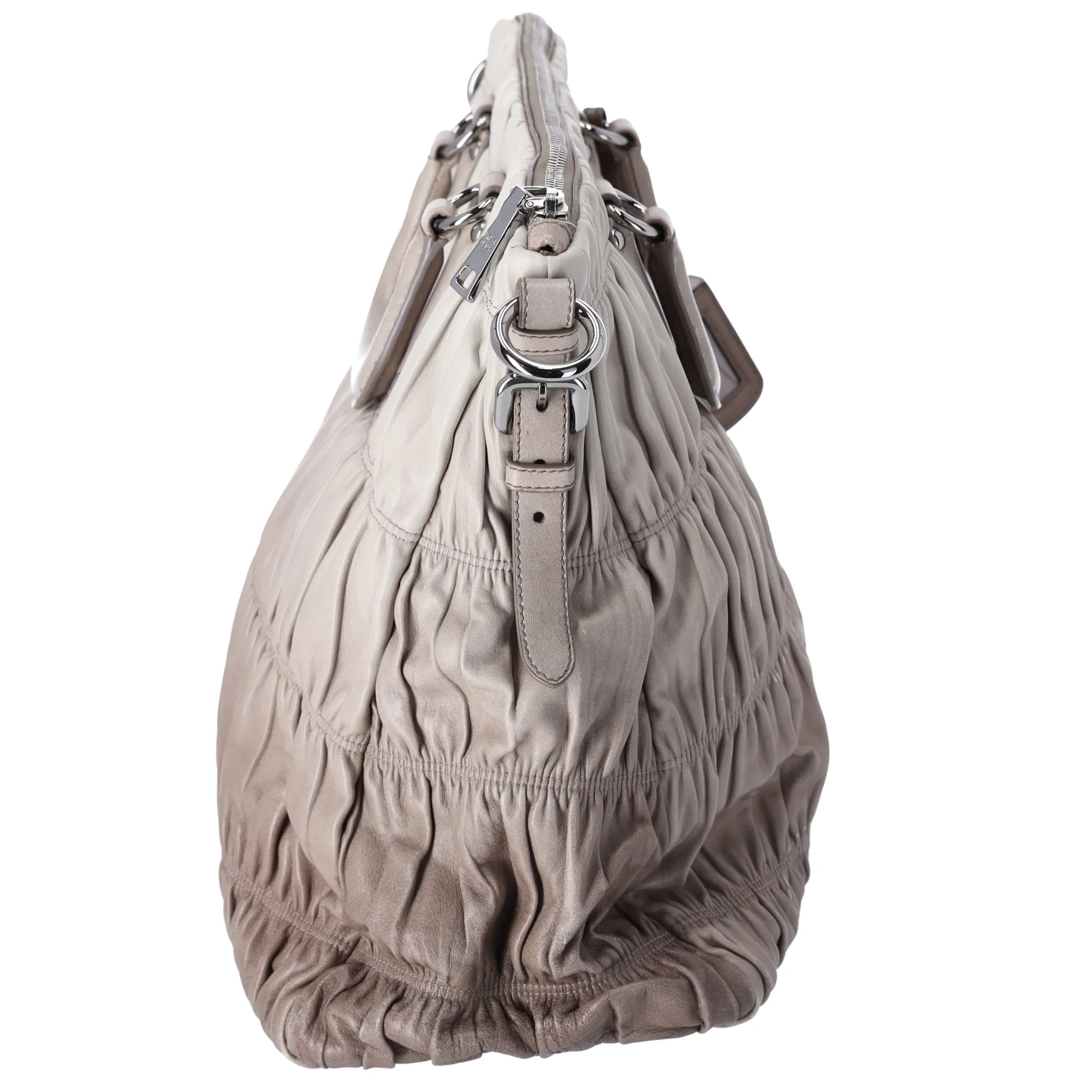 Prada Nappa Gaufre Tote BN1935 Light gray Dark Gray Leather
