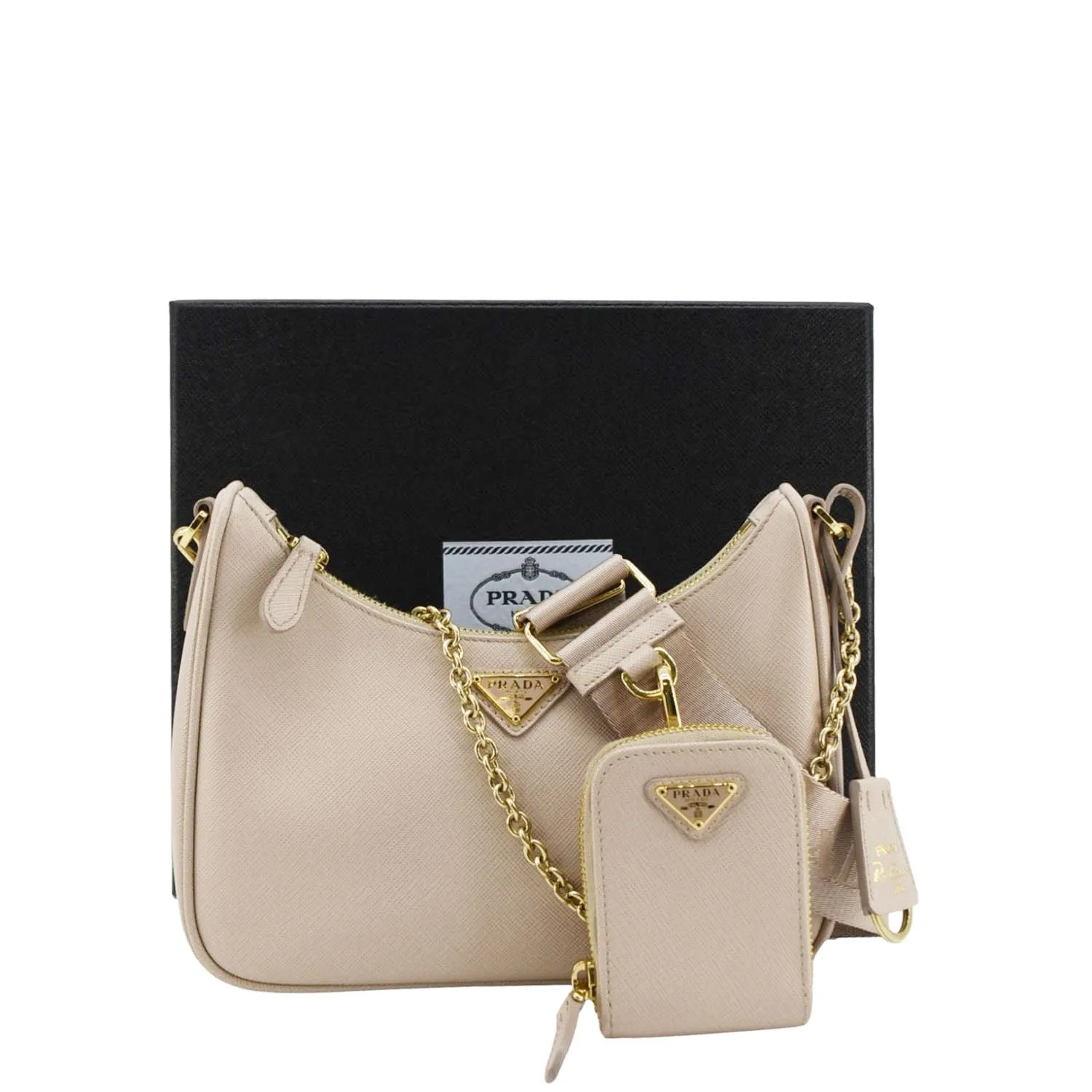 PRADA Re-Edition 2005 Saffiano Leather Shoulder Bag Cameo Beige