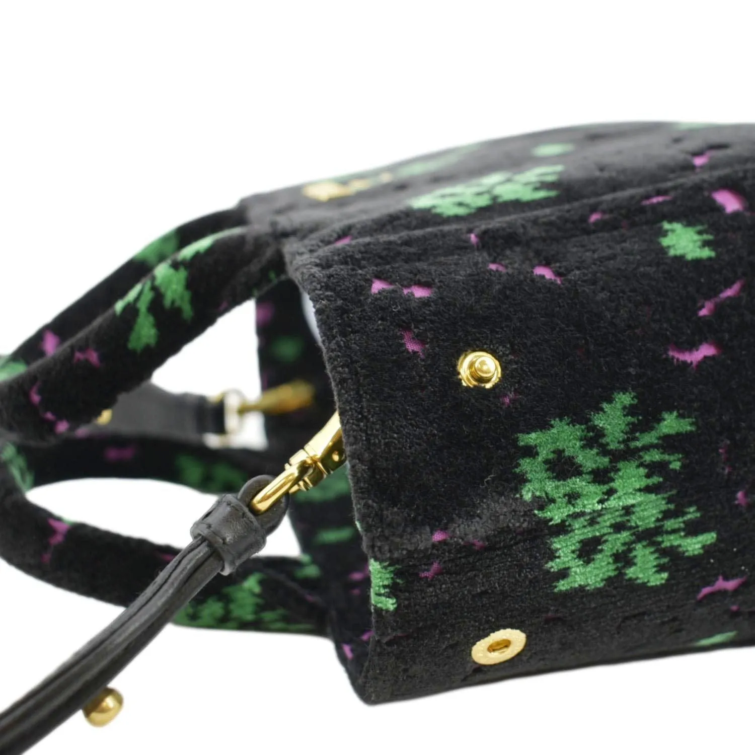 PRADA Small Top Handle Velvet Shoulder Bag Black