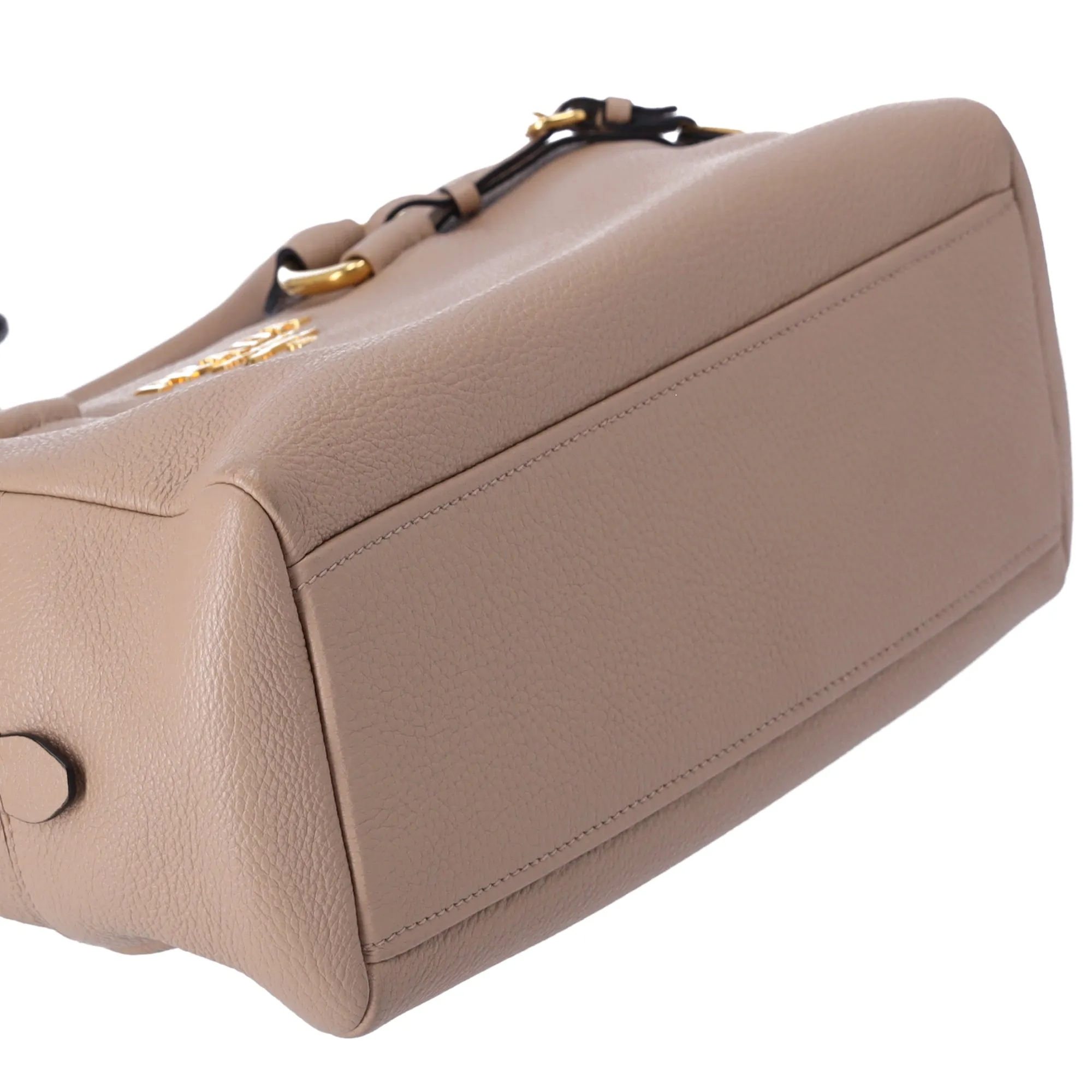 PRADA Vitello Phenix Bauletto Handbag 1BB086 Taupe Pebbled Leather