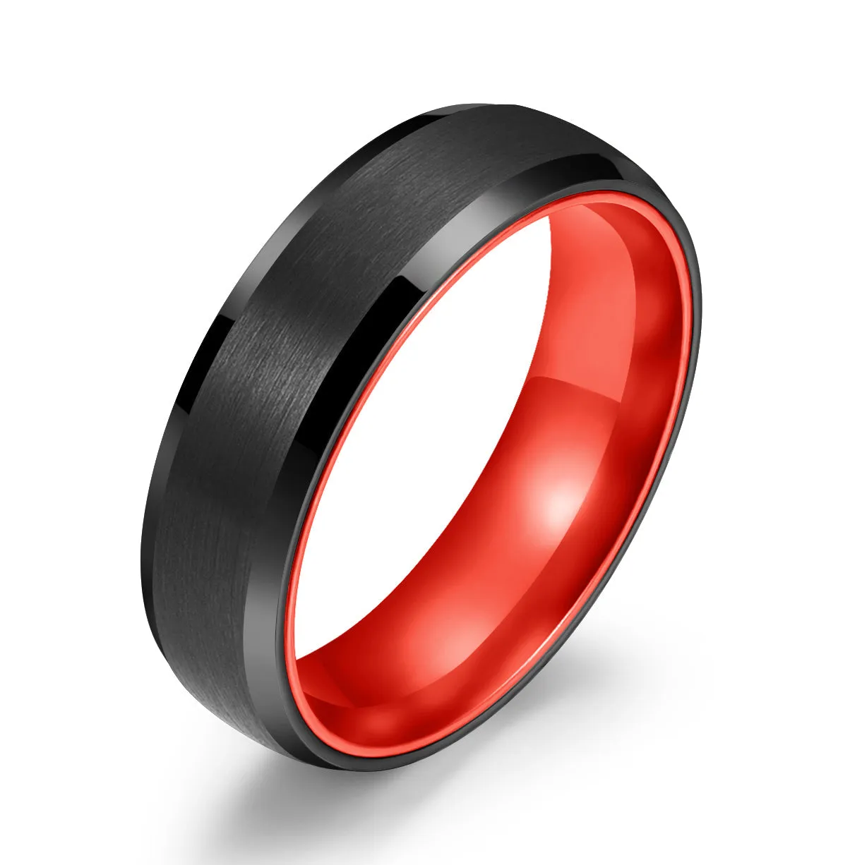 Pristine Passion Red Interior Tungsten Men's Wedding Band 6MM